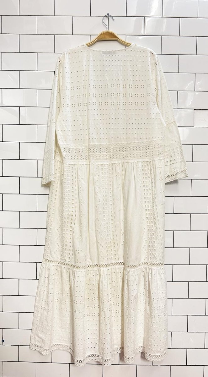 zara boho eyelet long sleeve maxi dress - good market thrift store