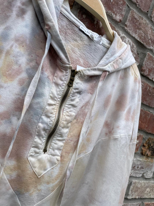yfb silk chevron oversized 1/2 zip tie dye hoodie