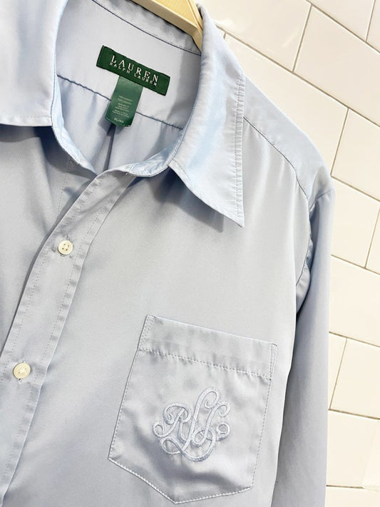 lauren ralph lauren monogram pocket satin night shirt dress - good market thrift store