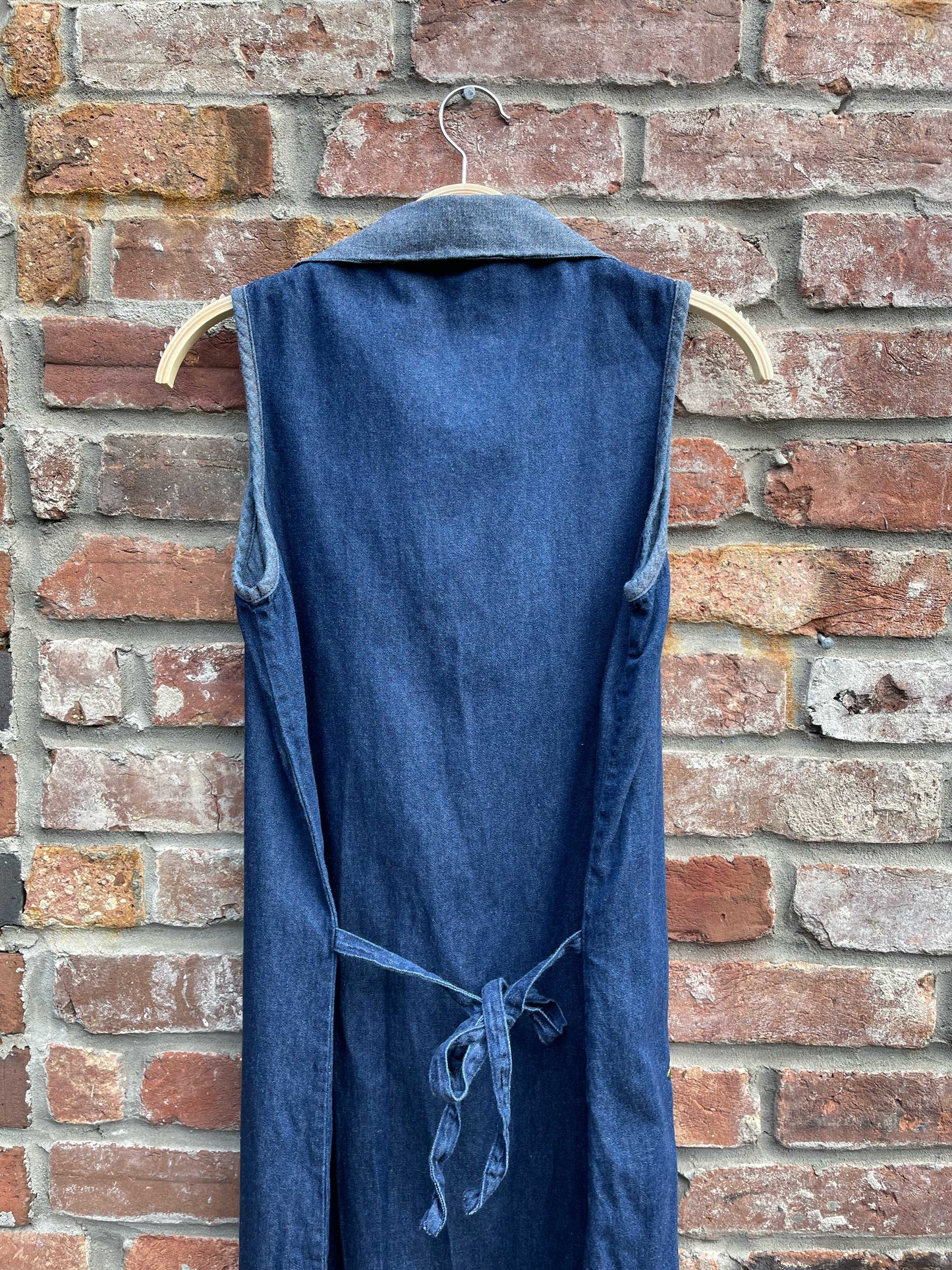 vintage 00s vanity fair embroidered denim maxi dress