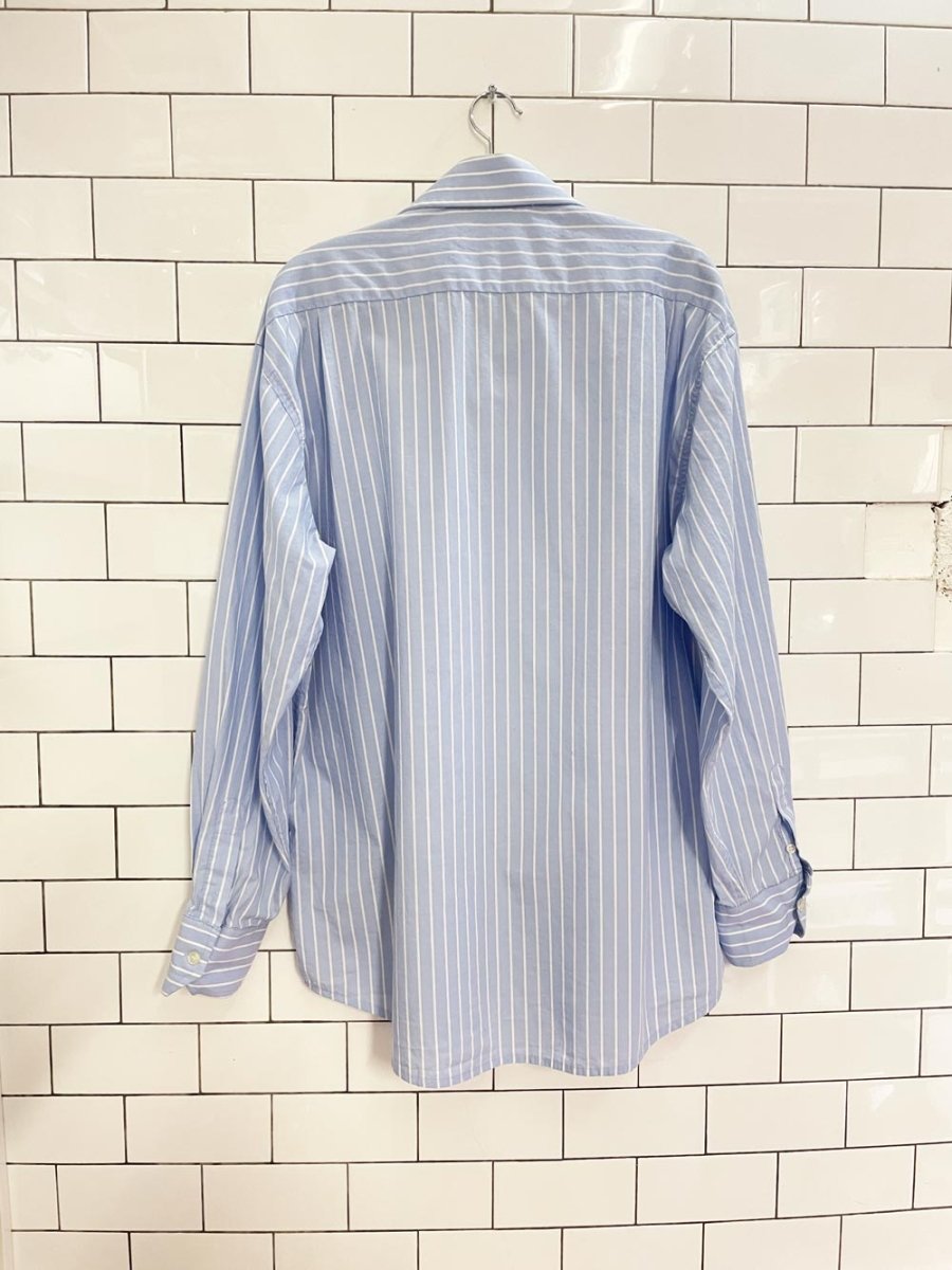 oversized blue stripe boyfriend shirt - good market thrift store