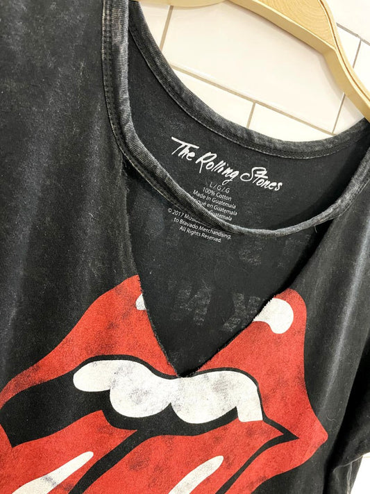 the rolling stones cut out neck big tongue tee - good market thrift store