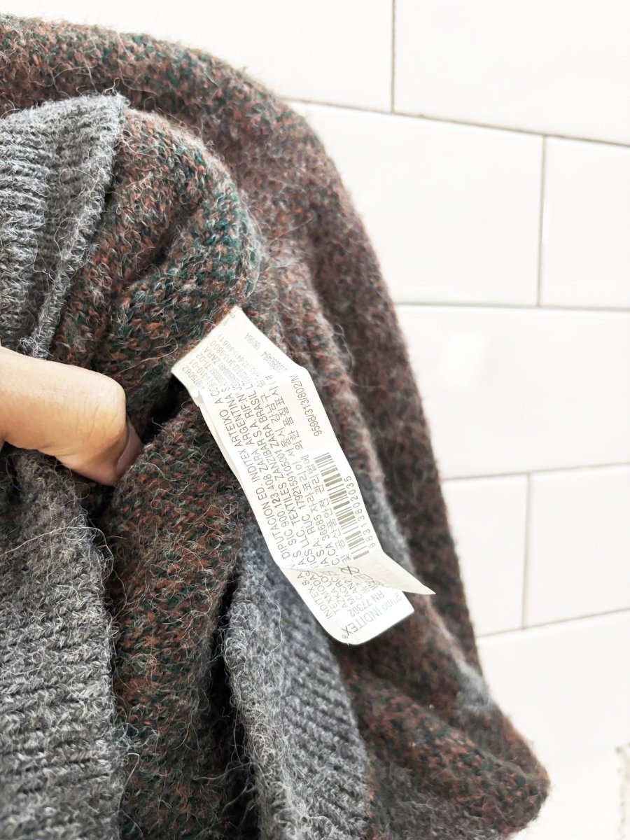 zara wool - blend color block sweater - good market thrift store