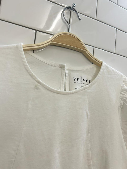 anthro velvet graham & spencer puff sleeve blouse - good market thrift store