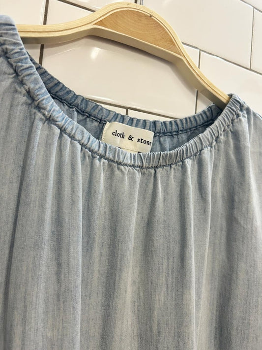 anthro cloth and stone tiered chambray dress - good market thrift store