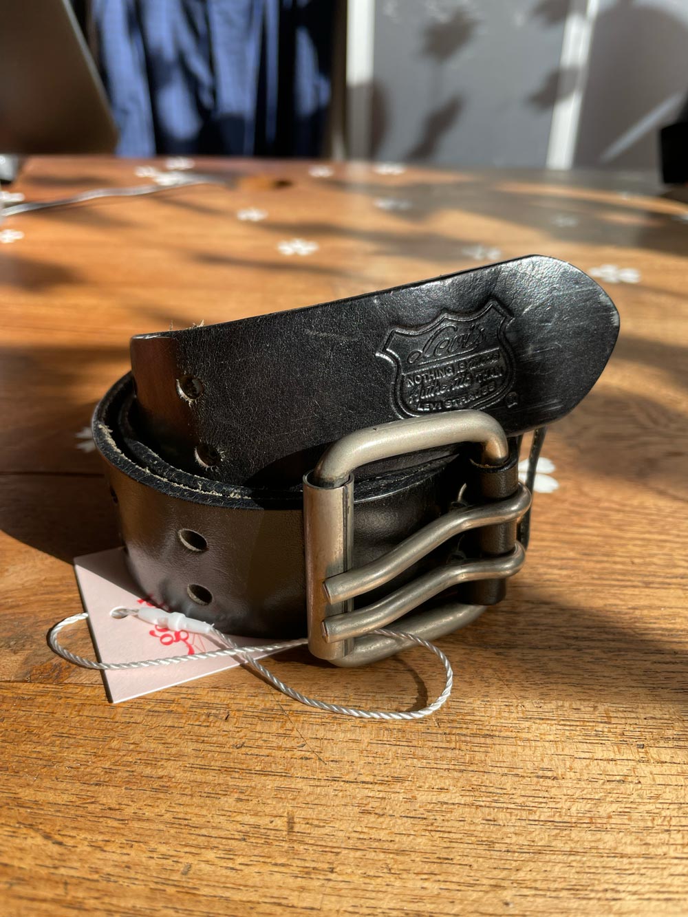 vintage levi's double prong leather belt