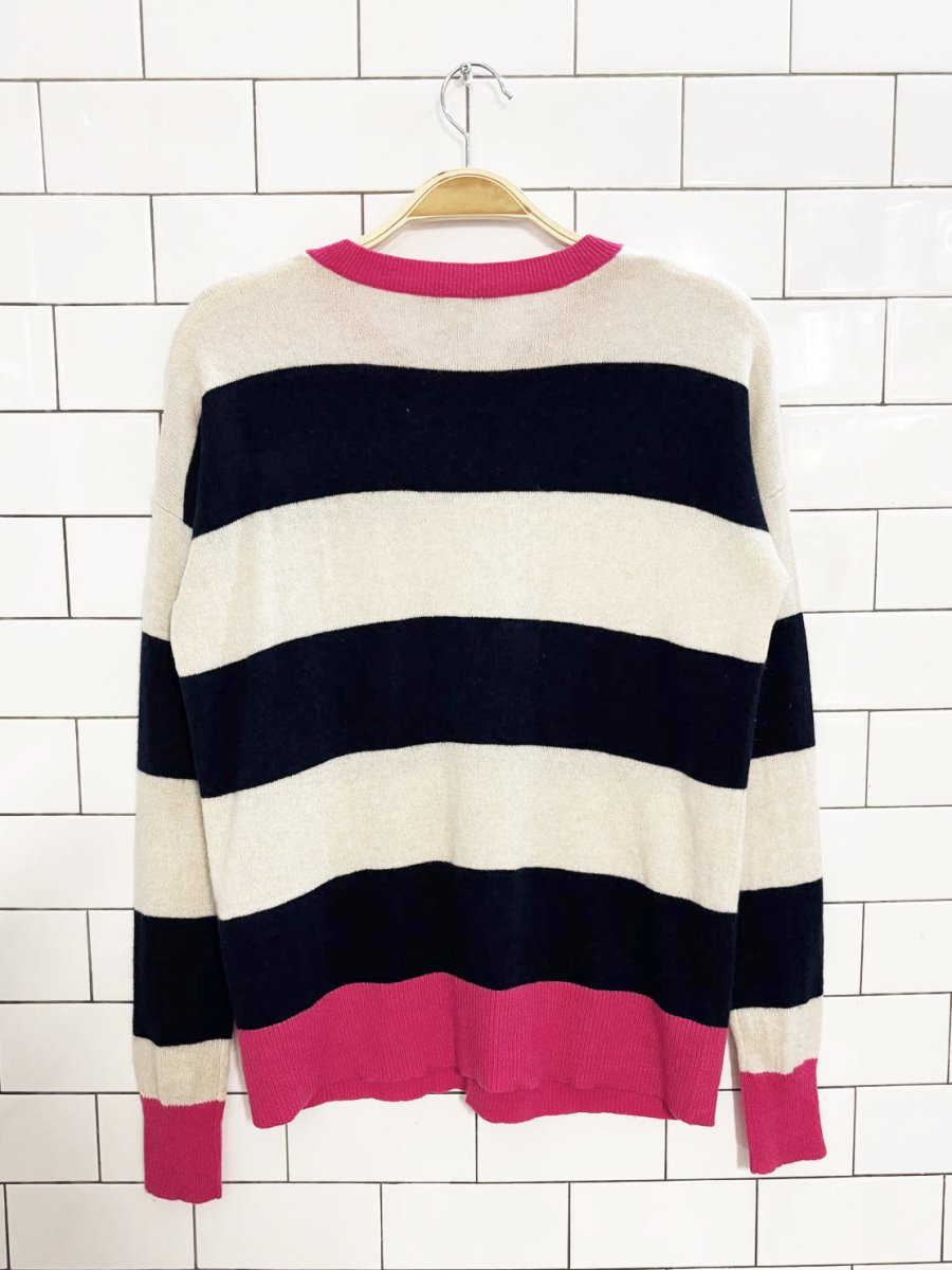 autumn cashmere striped crewneck sweater | 100% cashmere - good market thrift store