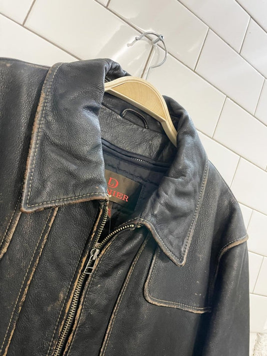 vintage 00s danier minimal heavy leather zip jacket - good market thrift store