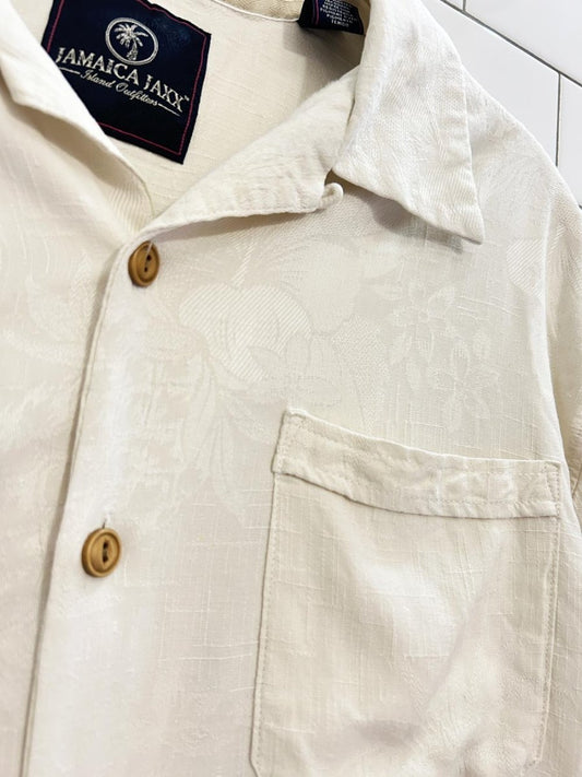 vintage 00s jamaica jaxx minimal floral silk shirt - good market thrift store