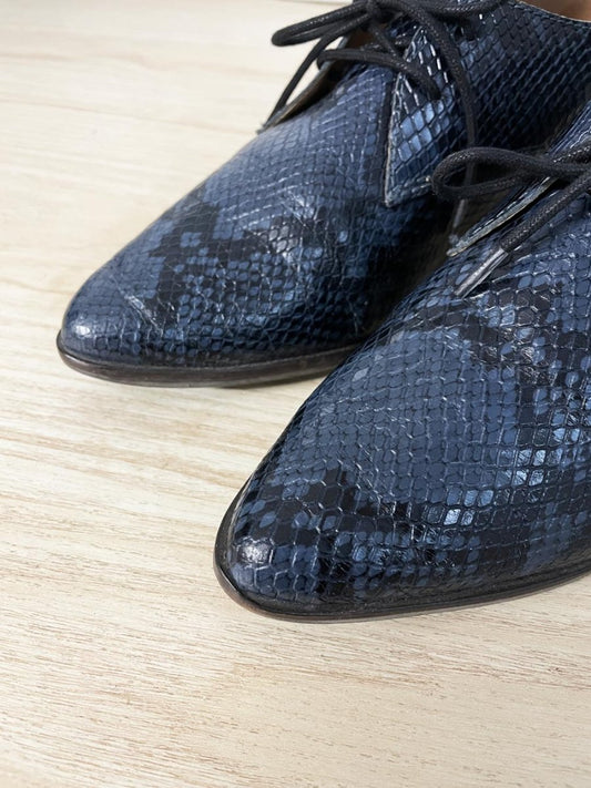 lucky brand erreka snakeskin leather western heel shoe - good market thrift store