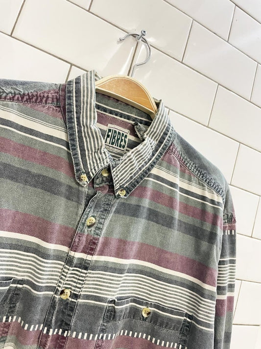 vintage 90s fibres striped shirt - good market thrift store