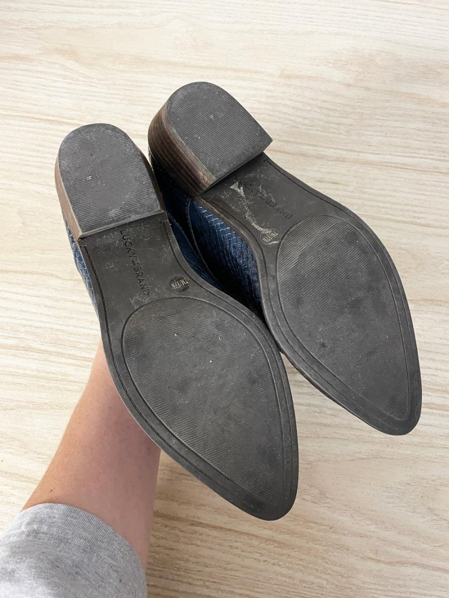 lucky brand erreka snakeskin leather western heel shoe - good market thrift store