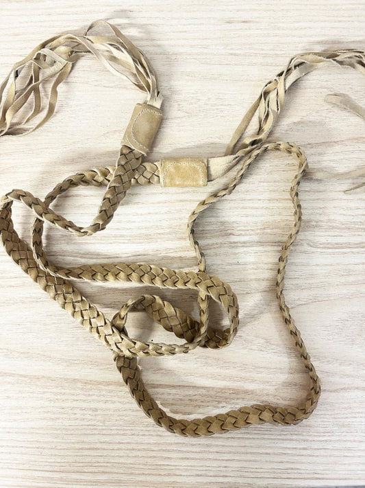 vintage leather braided fringe tie belt - good market thrift store