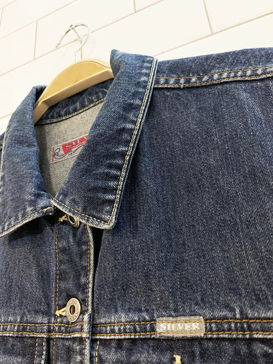 vintage 00s silver jeans cut off denim vest top | made in canada