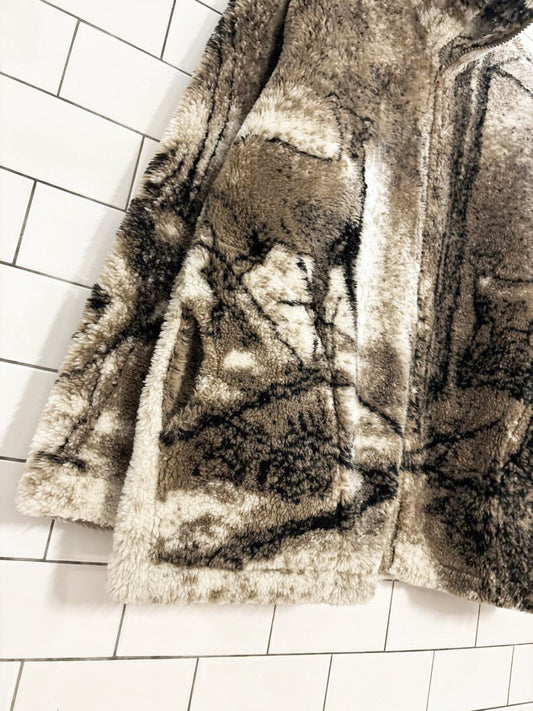 vintage 90s deer all over print fleece jacket - good market thrift store