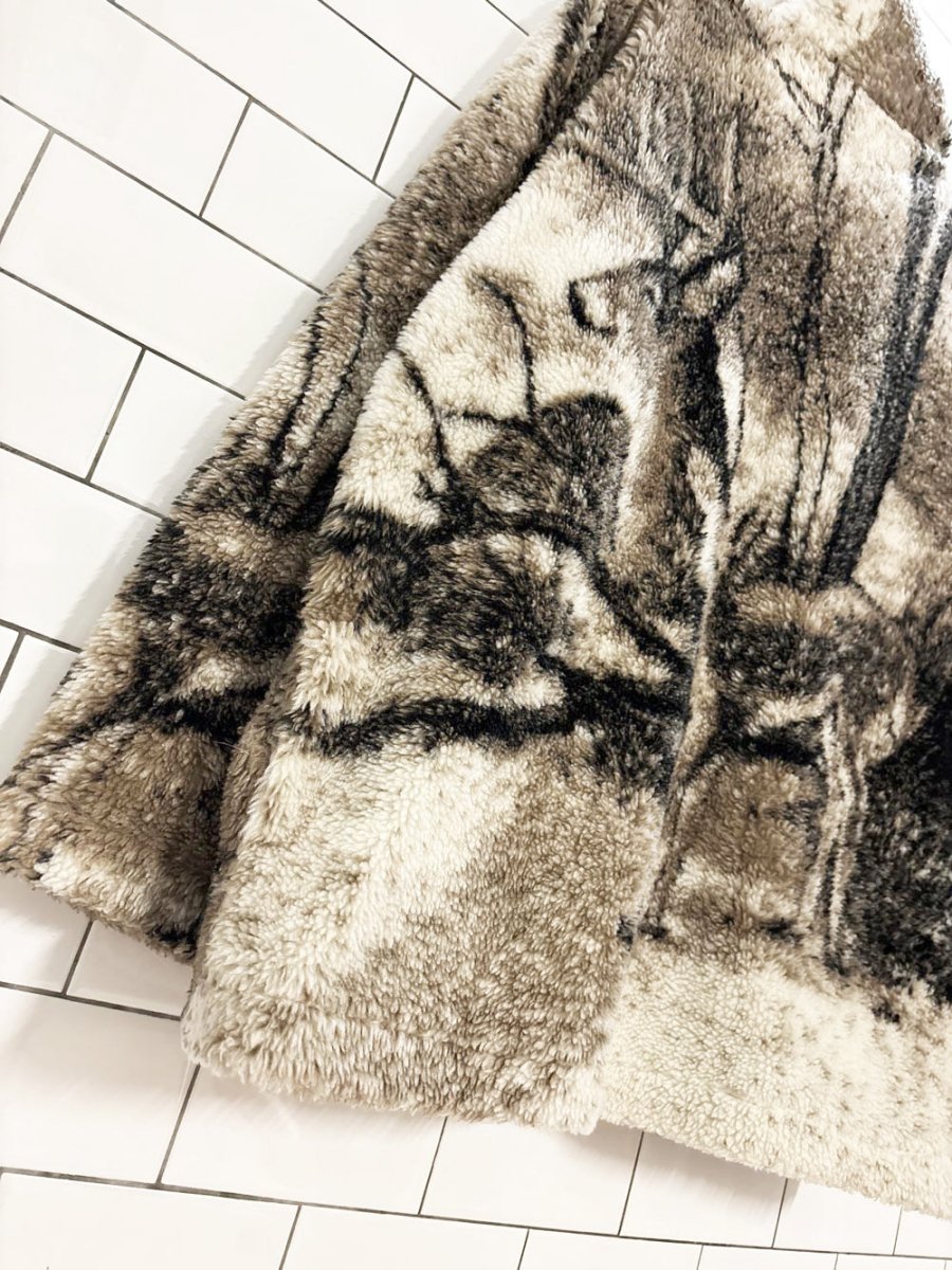 vintage 90s deer all over print fleece jacket - good market thrift store