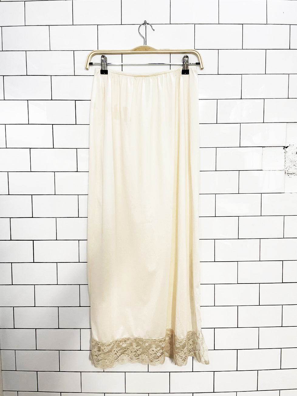 vintage van roalte lace side slit maxi slip skirt | made in usa