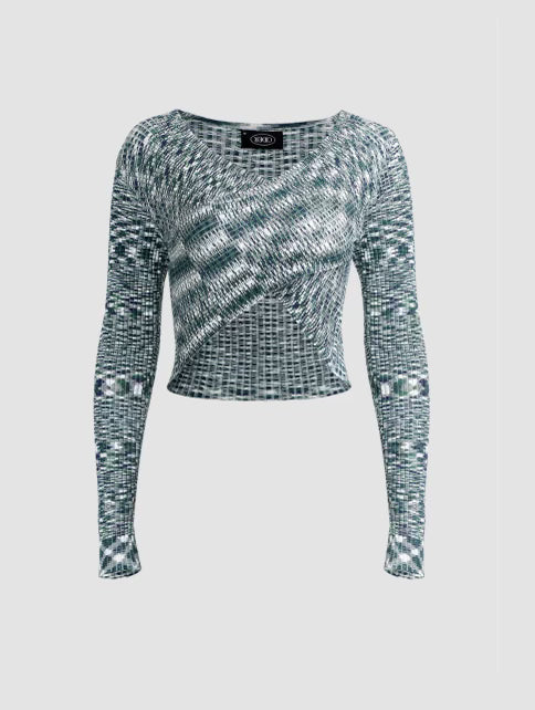 nwt cider knit crossover crop long sleeve top
