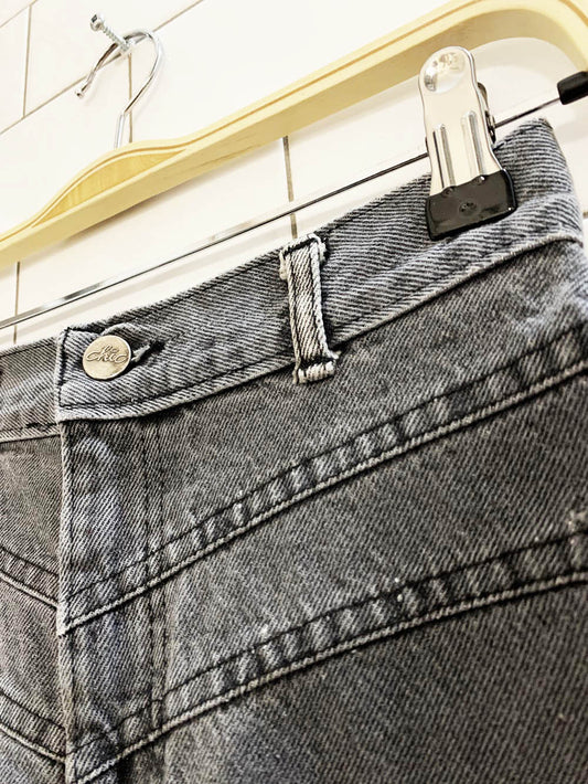 vintage 90s chic basque waist denim mini skirt | made in USA