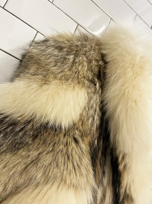 vintage fur boutique mixed fox fur long coat - good market thrift store