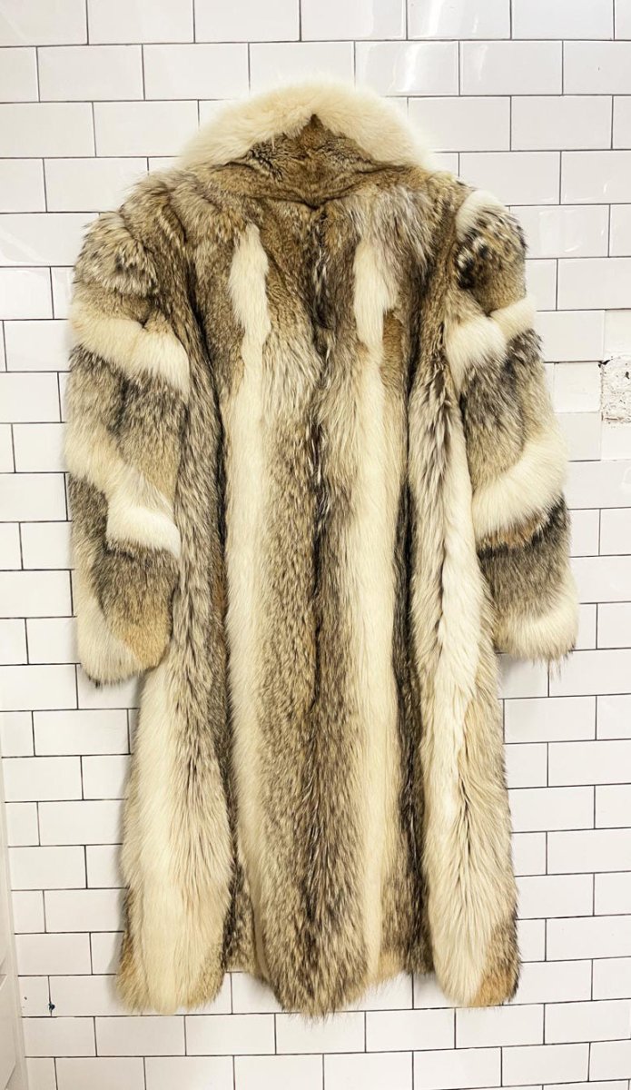 vintage fur boutique mixed fox fur long coat - good market thrift store