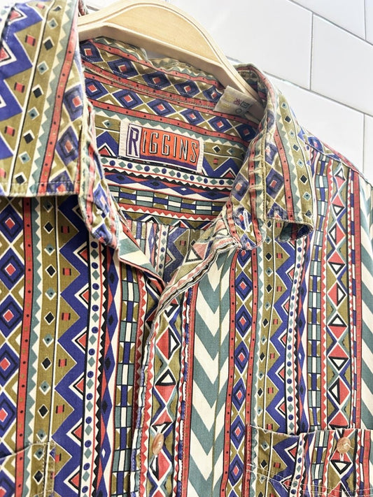 vintage 90s riggins boho cotton shirt - good market thrift store