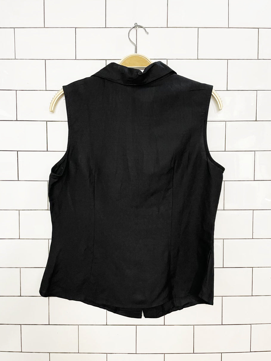 nwt vintage 00s connection 18 ramie-blend fitted sleeveless shirt