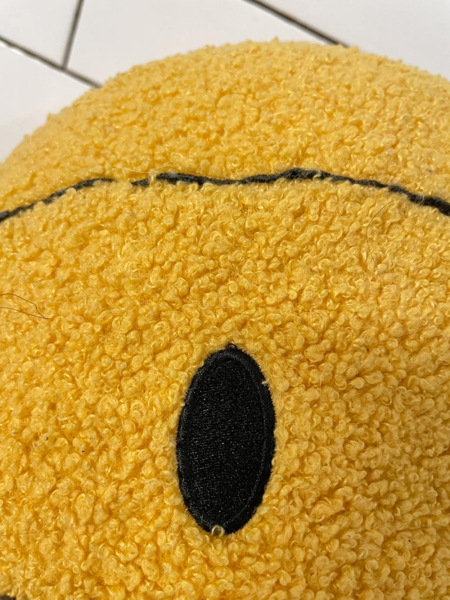 sherpa plush smiley basketball pillow - good market thrift store