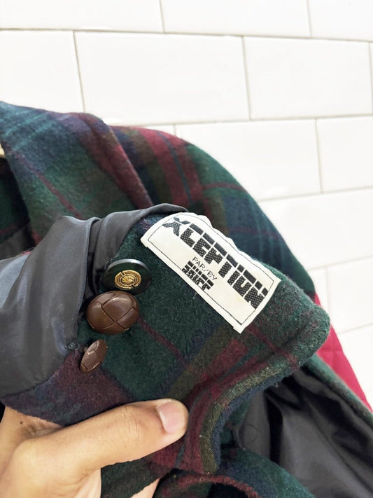 vintage 80s xception quilted sleeve plaid barn coat | made in ukraine - good market thrift store