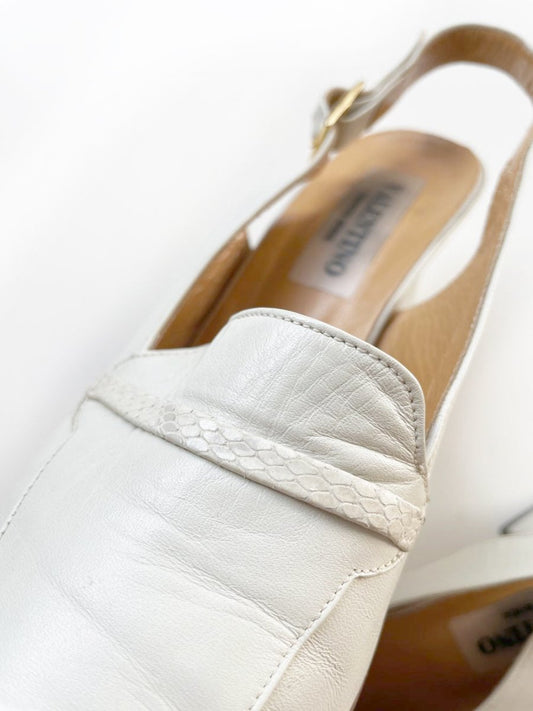 vintage valentino leather slingback heeled square toe shoe | made in Italy - good market thrift store
