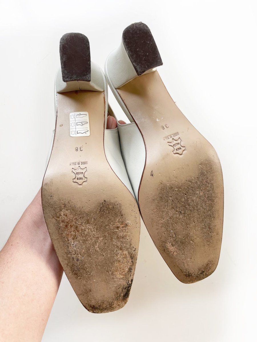 vintage valentino leather slingback heeled square toe shoe | made in Italy - good market thrift store