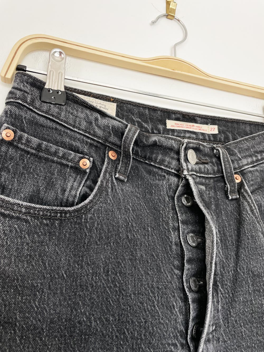 levi's ribcage straight ankle button fly jeans