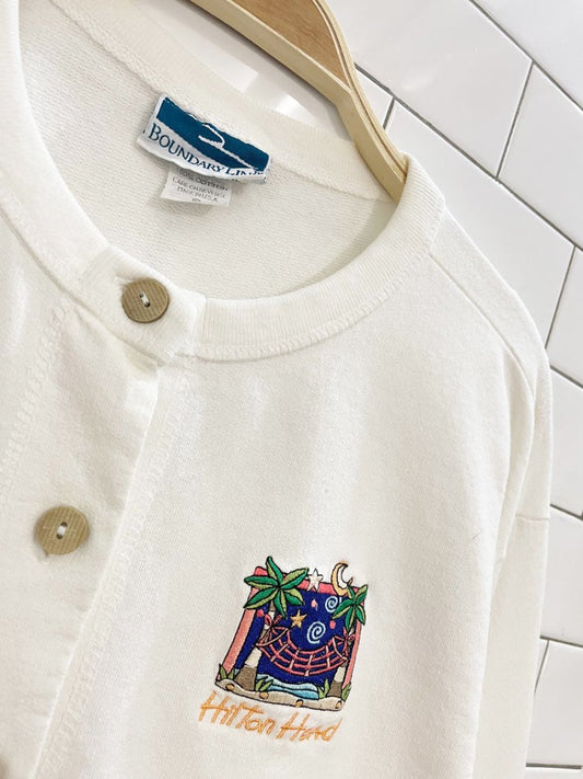 vintage 90s hilton head beach nights cardigan sweatshirt | made in USA | boundary line - good market thrift store