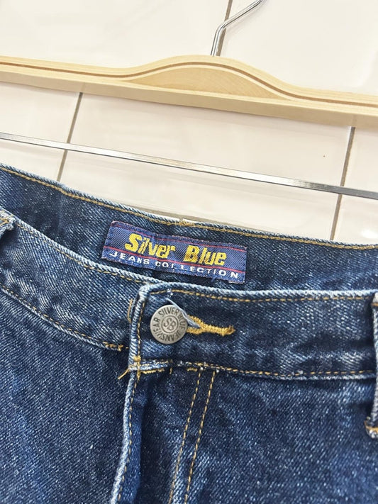 vintage 00s silver blue baggy denim long shorts - good market thrift store