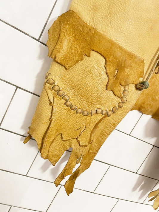 vintage 70s deerskin leather vest - good market thrift store