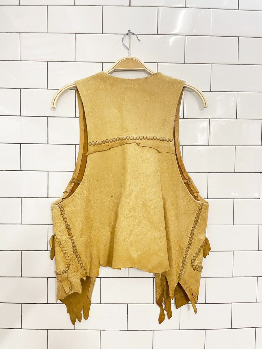 vintage 70s deerskin leather vest - good market thrift store