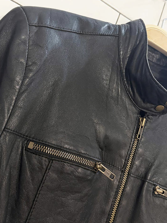 vintage soft leather full zip moto jacket | made in Canada