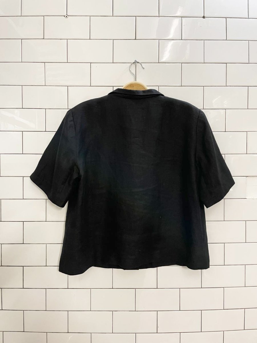 vintage ann santolupe 100% linen short sleeve shirt - good market thrift store