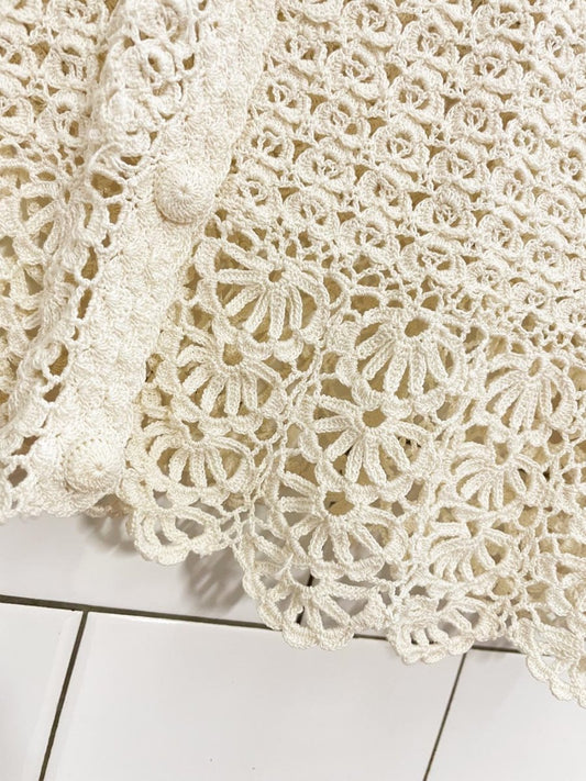 vintage 70s crochet cardigan top - good market thrift store