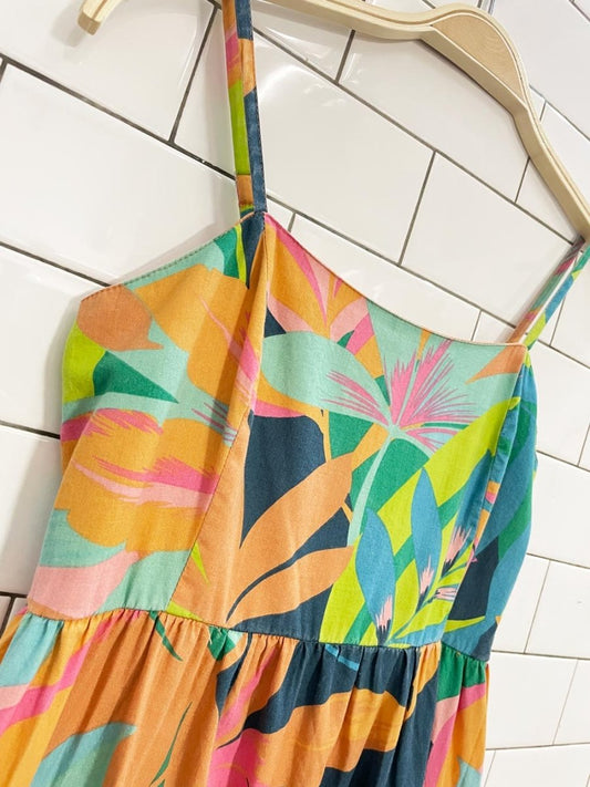japna tropical bright tiered maxi dress - good market thrift store