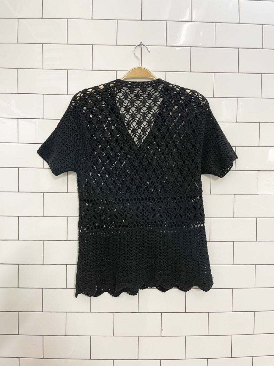 vintage crochet knit cardigan top - good market thrift store