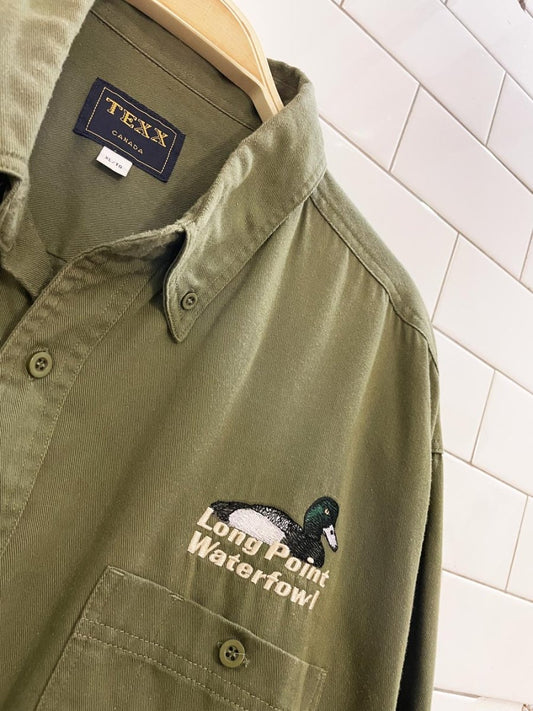 vintage 80s texx embroidered duck waterfowl shirt - good market thrift store