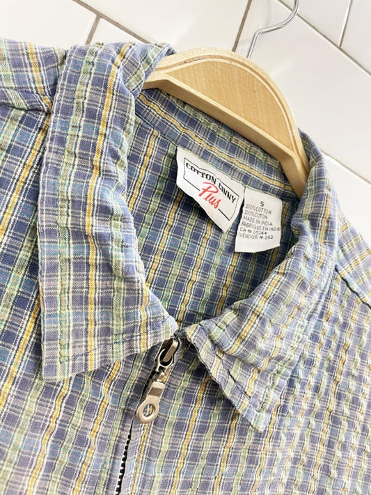 vintage 90s cotton ginny full zip boxy plaid shirt - good market thrift store