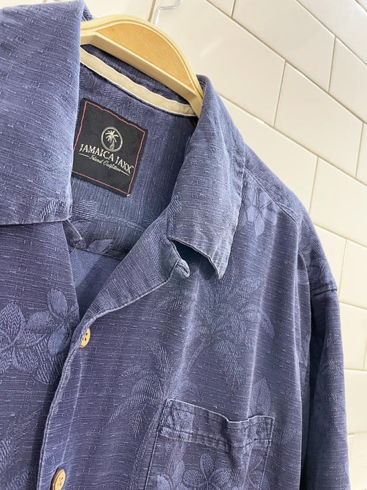 vintage 00s jamaica jaxx minimal floral silk shirt - good market thrift store