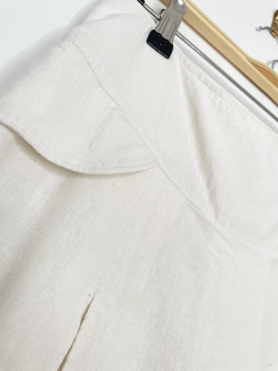 y2k cherokee linen - blend pleated knee - length skirt - good market thrift store