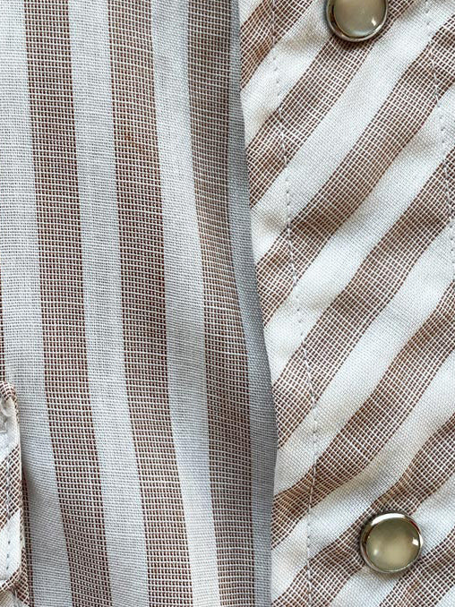 vintage 70s wrangler striped lightweight snap button western shirt | made in USA