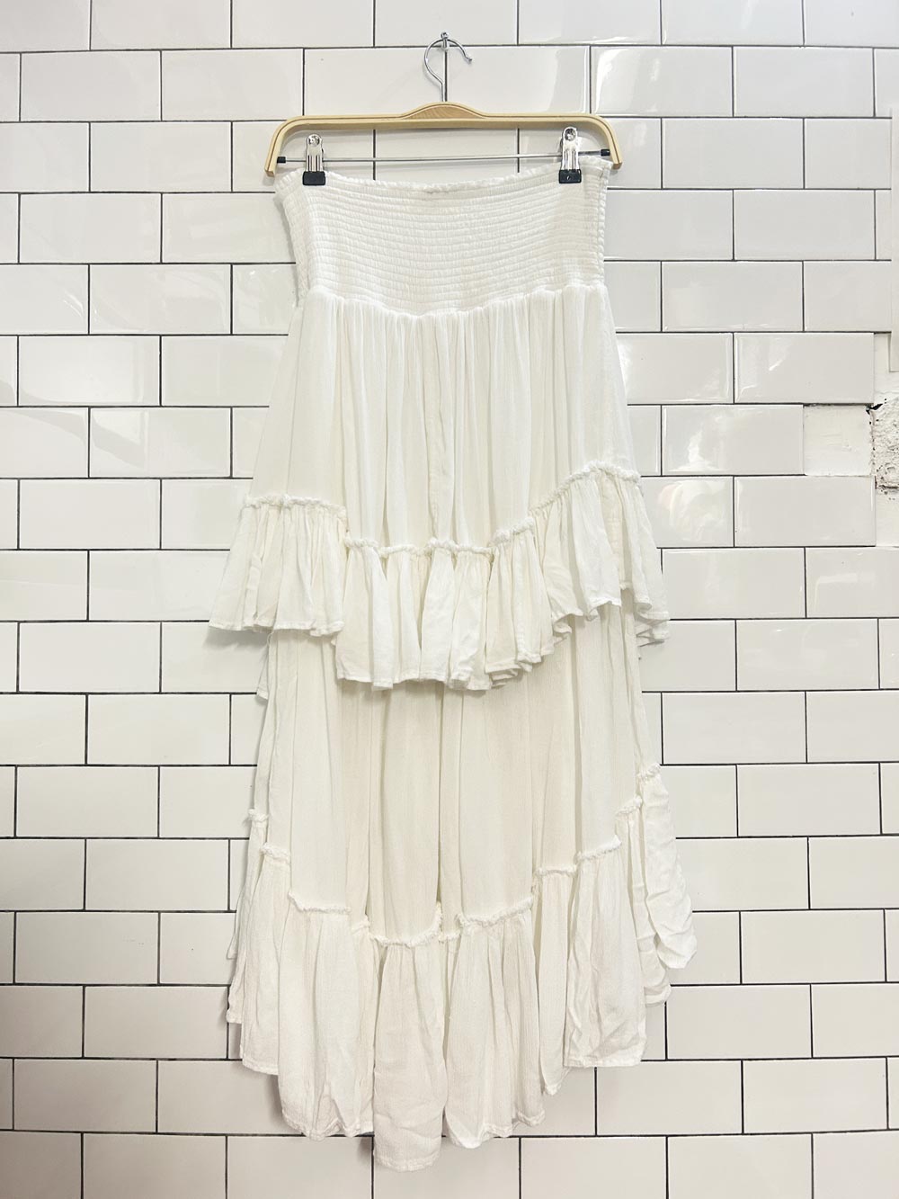 free people convertible smocked tiered midi dress - skirt - good market thrift store