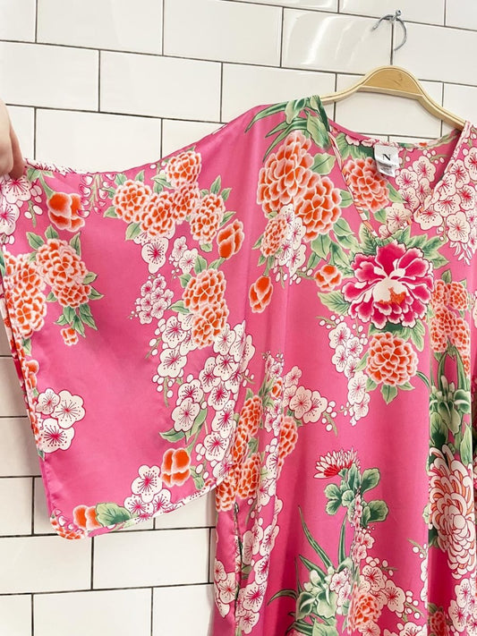 josie natori satin floral caftan - good market thrift store