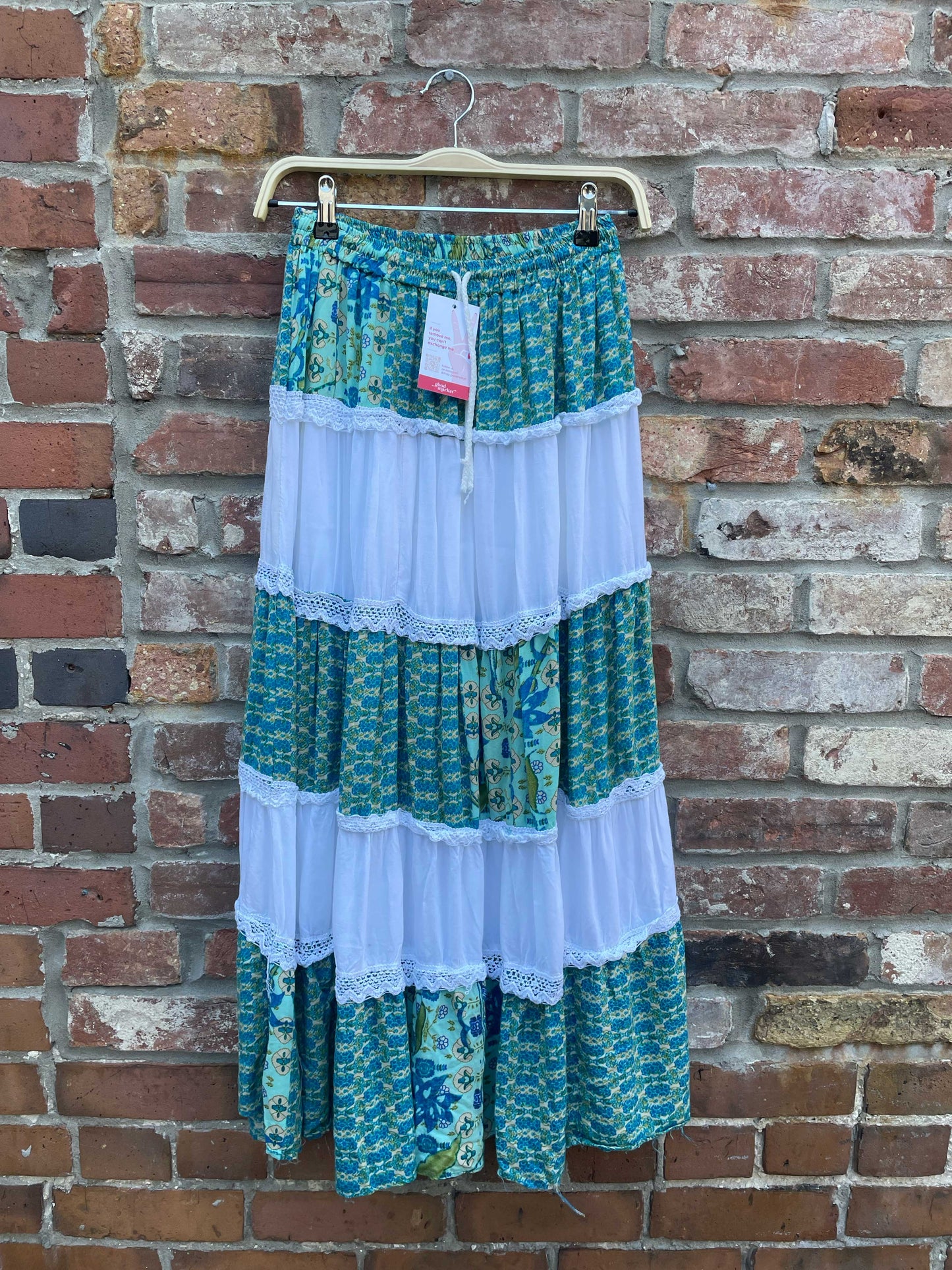 boho prarie tiered midi skirt