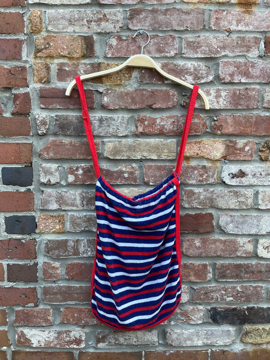 vintage striped terry beach cover up w bag
